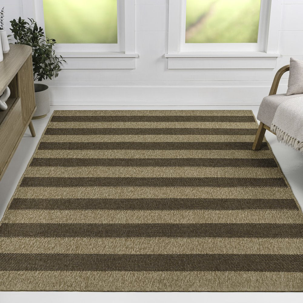 Sutton Easy Jute Stripe Natural/Brown 2 ft. x 8 ft. Indoor/Outdoor Runner Rug