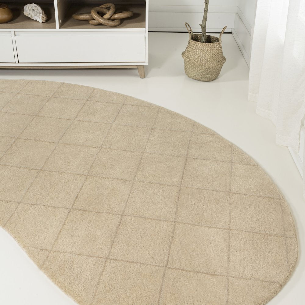 Bean Modern Plaid Grid Handwoven Wool Area Rug