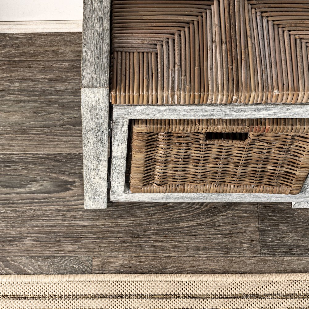 Rustic 2-Drawer Wicker Storage Bench