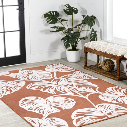 Tobago High-Low Two Tone Monstera Leaf Area Rug
