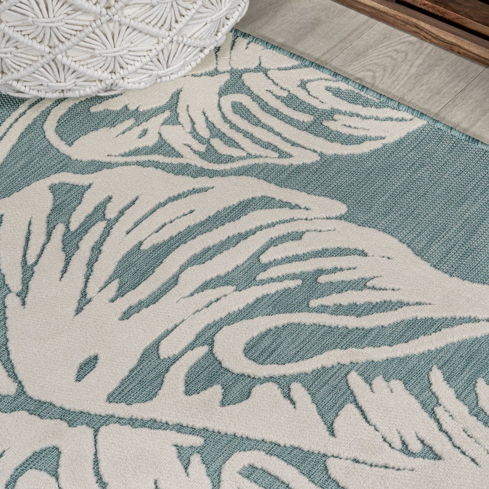 Tobago High-Low Two Tone Monstera Leaf Area Rug