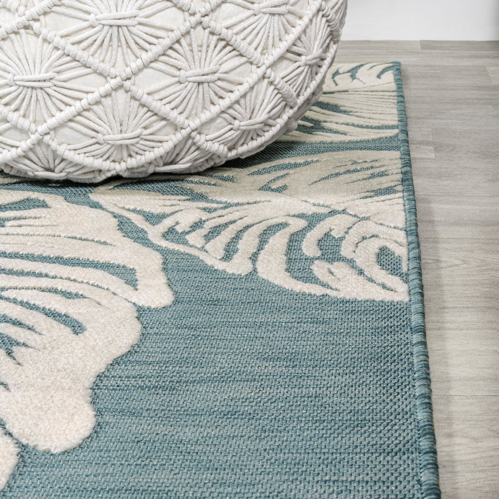 Tobago High-Low Two Tone Monstera Leaf Area Rug