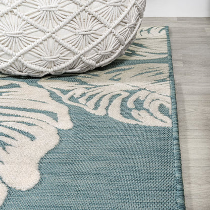 Tobago High-Low Two Tone Monstera Leaf Area Rug