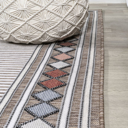 Sebastian High-Low Modern Diamond Border Area Rug