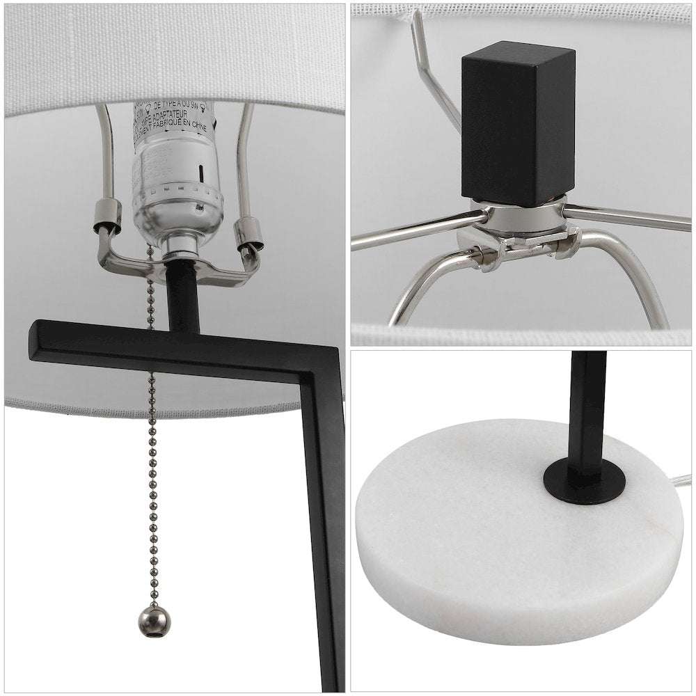 Alyssa 24.5" Metal/Marble LED Table Lamp, Black