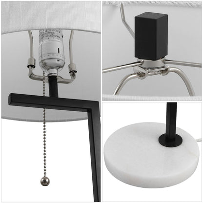 Alyssa 24.5" Metal/Marble LED Table Lamp, Black