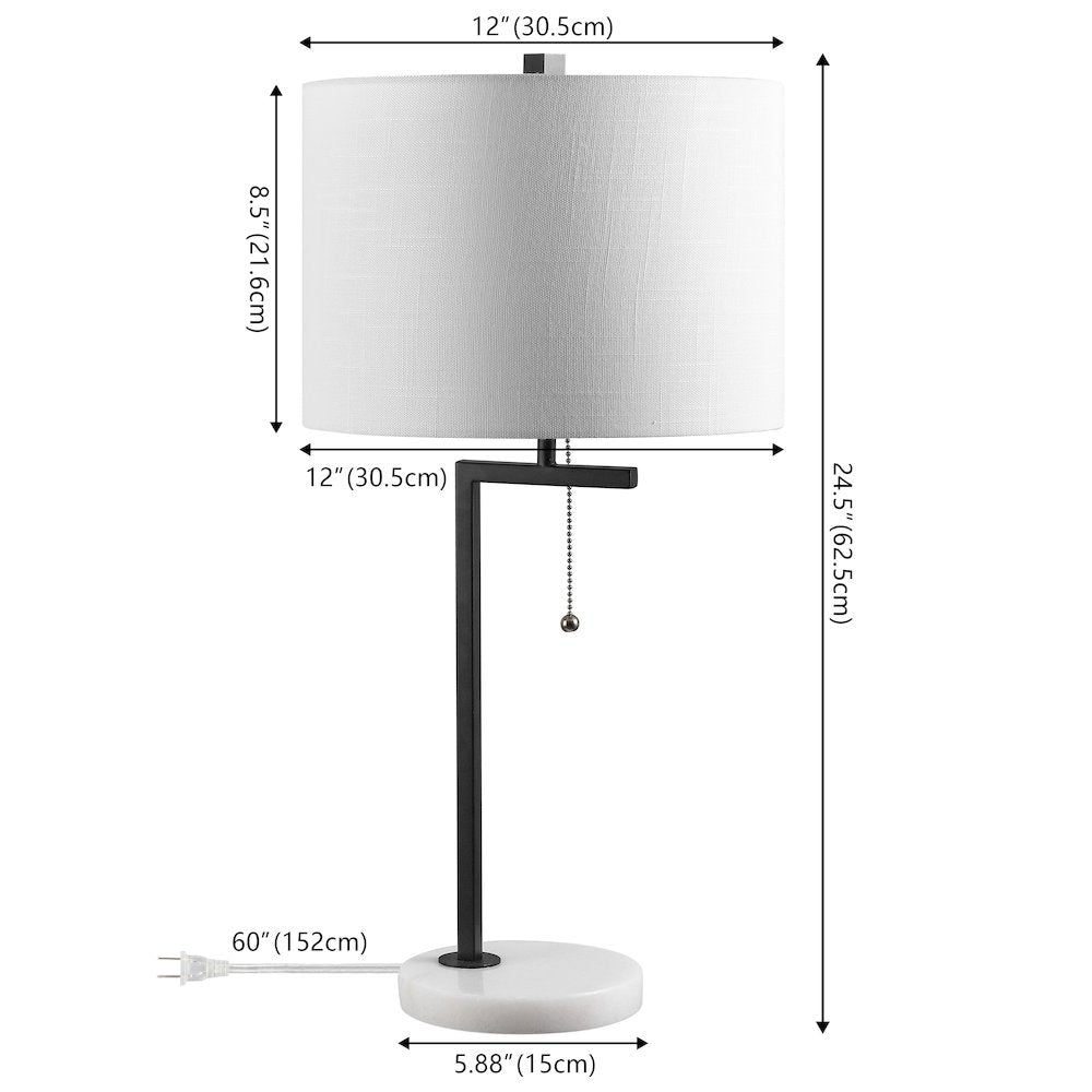Alyssa 24.5" Metal/Marble LED Table Lamp, Black