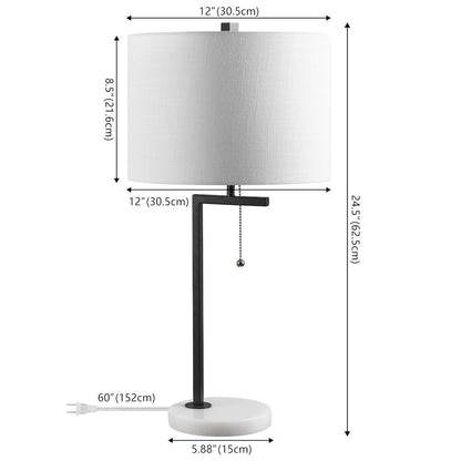 Alyssa 24.5" Metal/Marble LED Table Lamp, Black