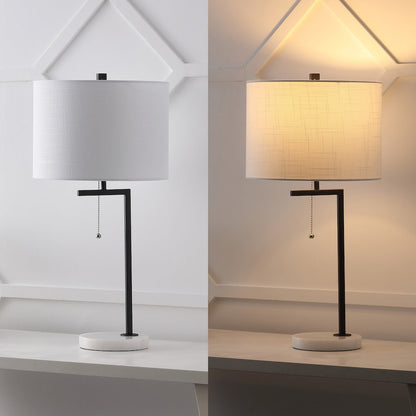 Alyssa 24.5" Metal/Marble LED Table Lamp, Black