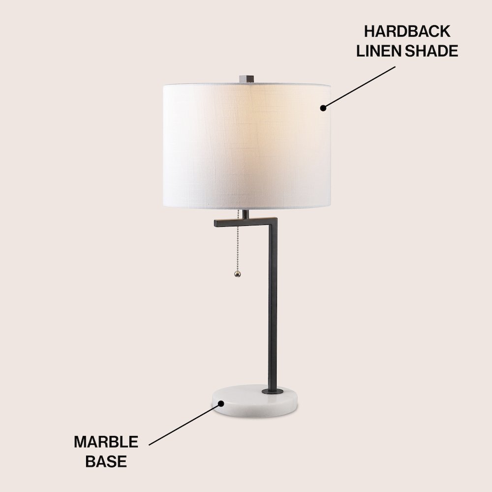 Alyssa 24.5" Metal/Marble LED Table Lamp, Black