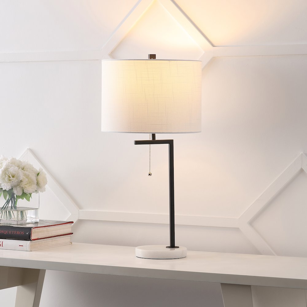 Alyssa 24.5" Metal/Marble LED Table Lamp, Black
