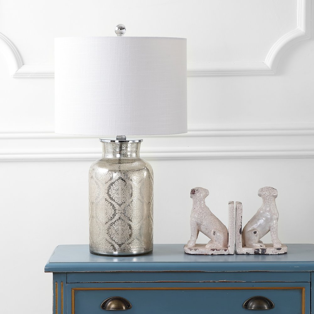 Emilia Trellis Pattern Glass Led Table Lamp