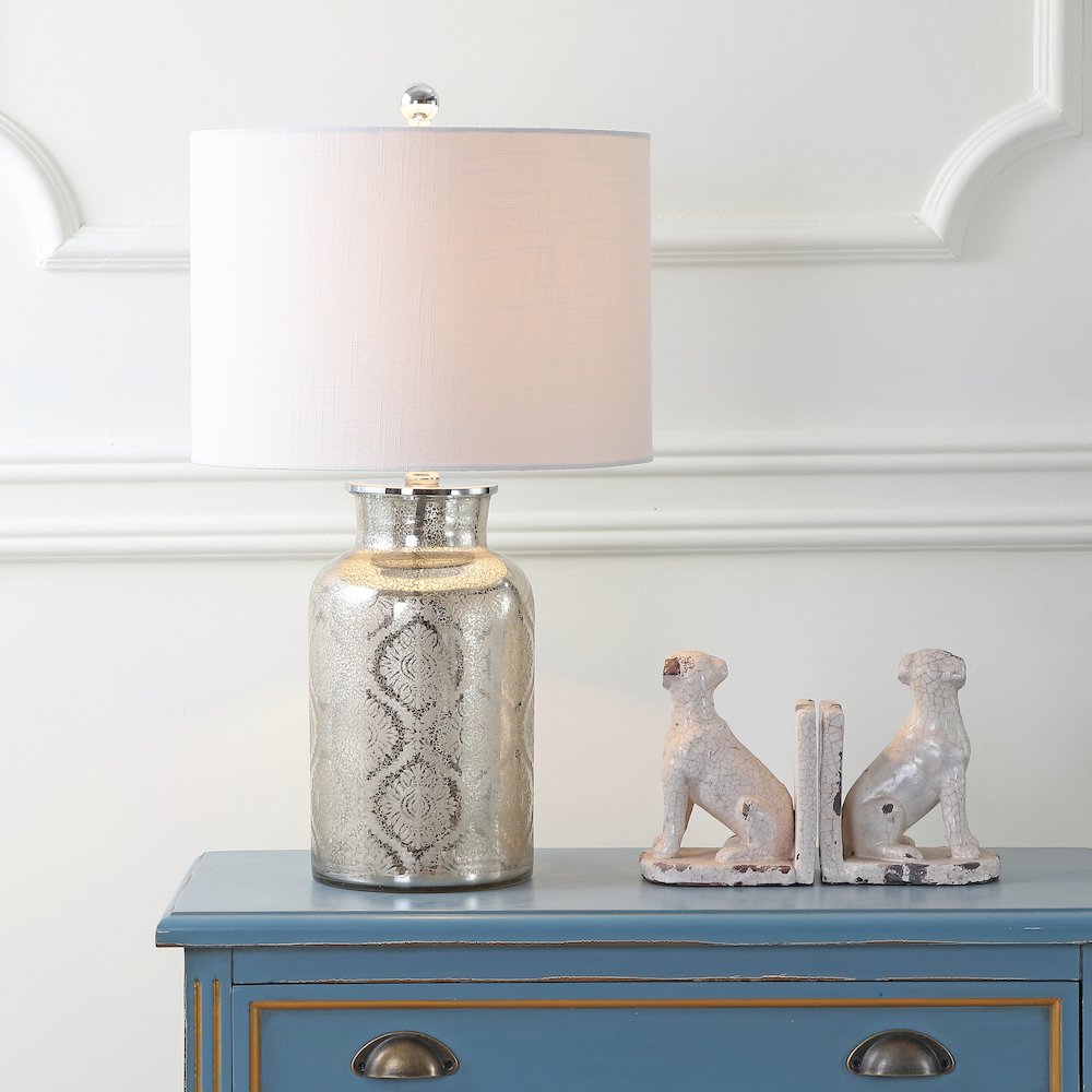 Emilia Trellis Pattern Glass Led Table Lamp