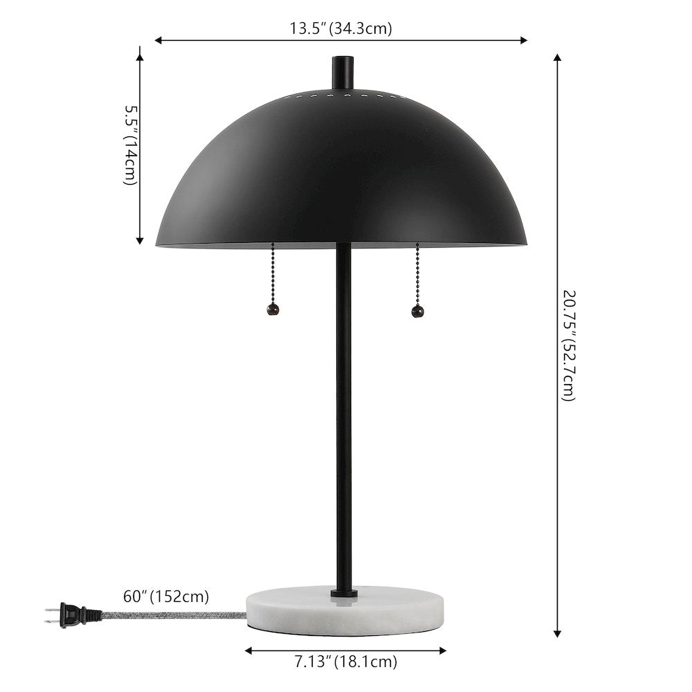 Ella Dome Metal with Marble Base LED Table Lamp