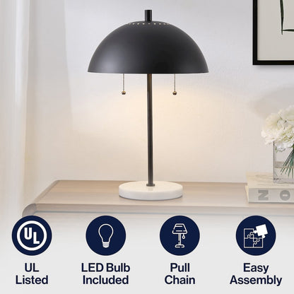 Ella Dome Metal with Marble Base LED Table Lamp