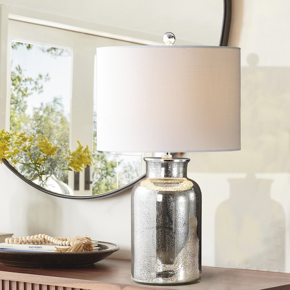 Emilia Trellis Pattern Glass Led Table Lamp