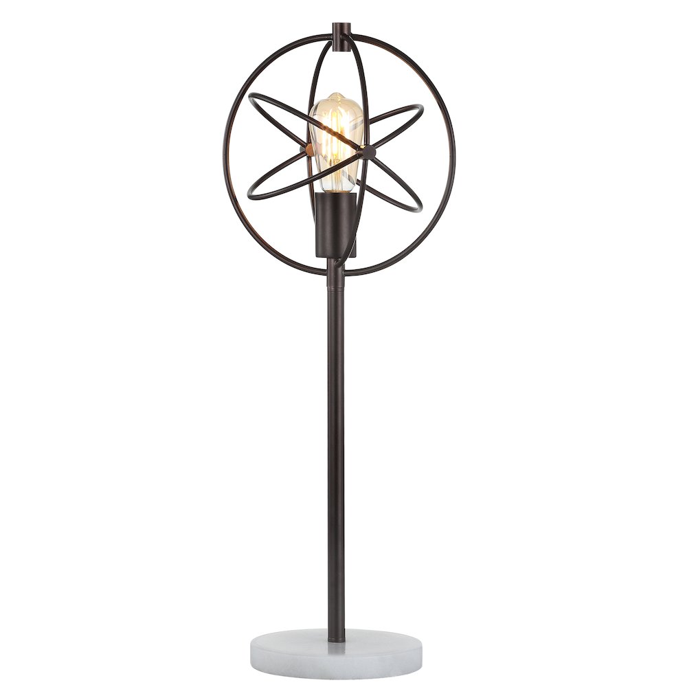 Atomic Caged Edison Bulb Metal/Marble Modern Led Table Lamp