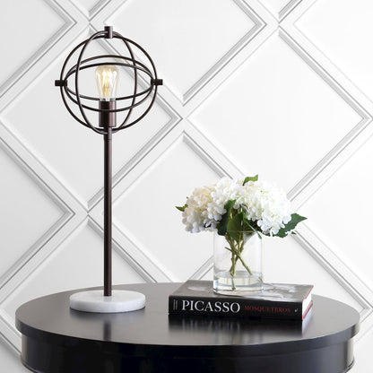 Atomic Caged Edison Bulb Metal/Marble Modern Led Table Lamp