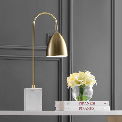 Ana Gold Arched Metal With Marble Base Led Table Lamp