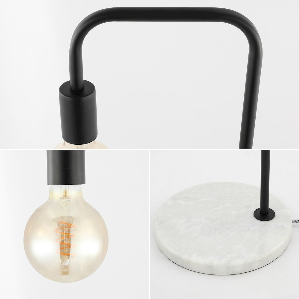 Vega Minimalist Edison Metal/Marble Led Floor Lamp