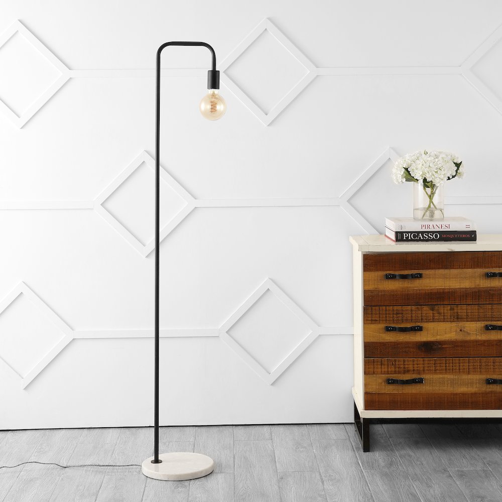 Vega Minimalist Edison Metal/Marble Led Floor Lamp
