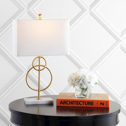 Haines Modern Circle Marble/Metal Led Table Lamp