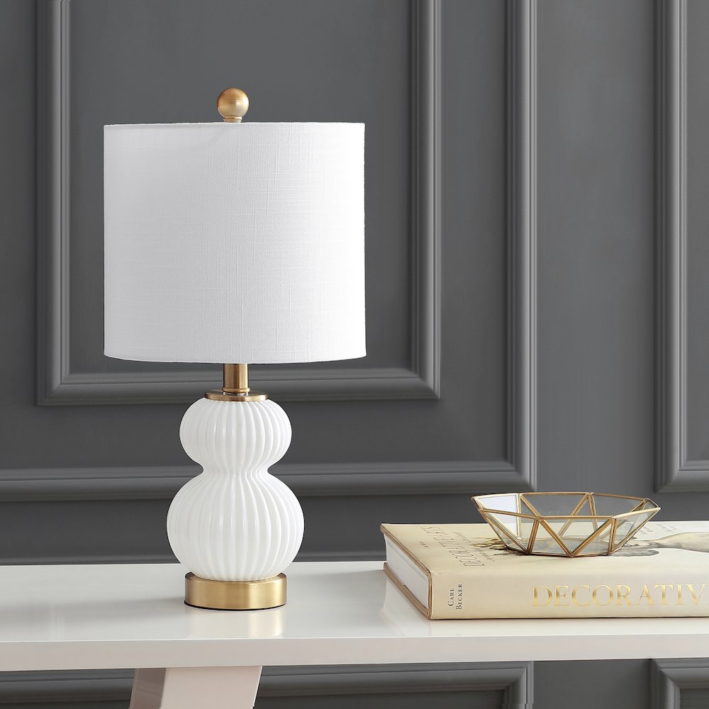 Daphne Ribbed Metal/Glass Led Table Lamp