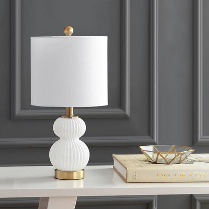 Daphne Ribbed Metal/Glass Led Table Lamp
