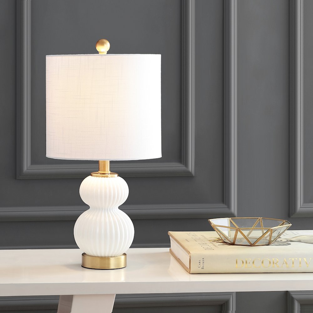 Daphne Ribbed Metal/Glass Led Table Lamp