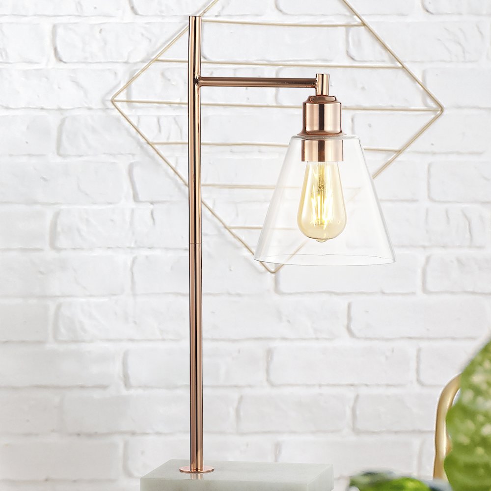 Lorena Modern Glam Metal/Marble Led Table Lamp
