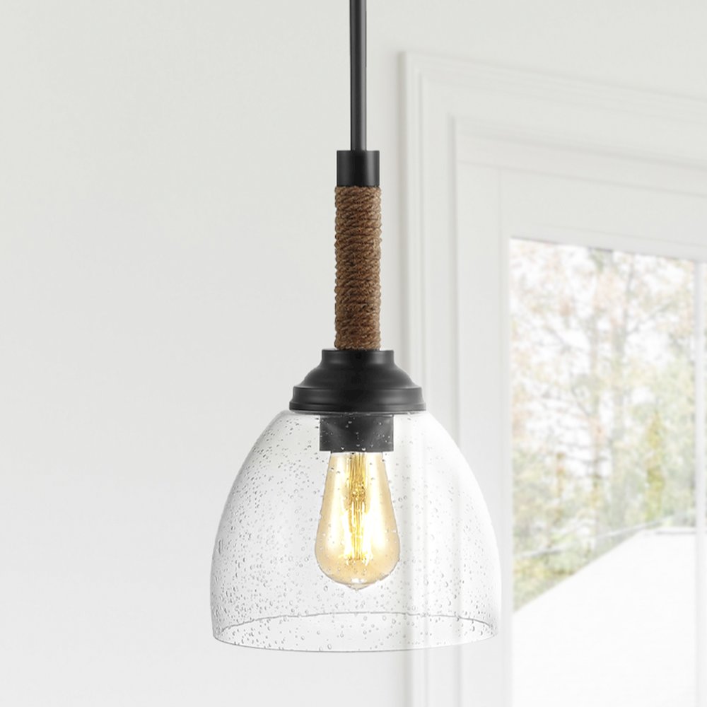 Alys Adjustable Rope Wrap Modern Rustic Iron/Glass Led Pendant
