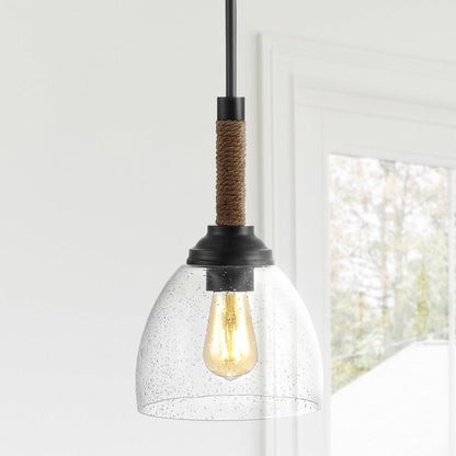 Alys Adjustable Rope Wrap Modern Rustic Iron/Glass Led Pendant
