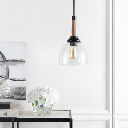 Alys Adjustable Rope Wrap Modern Rustic Iron/Glass Led Pendant