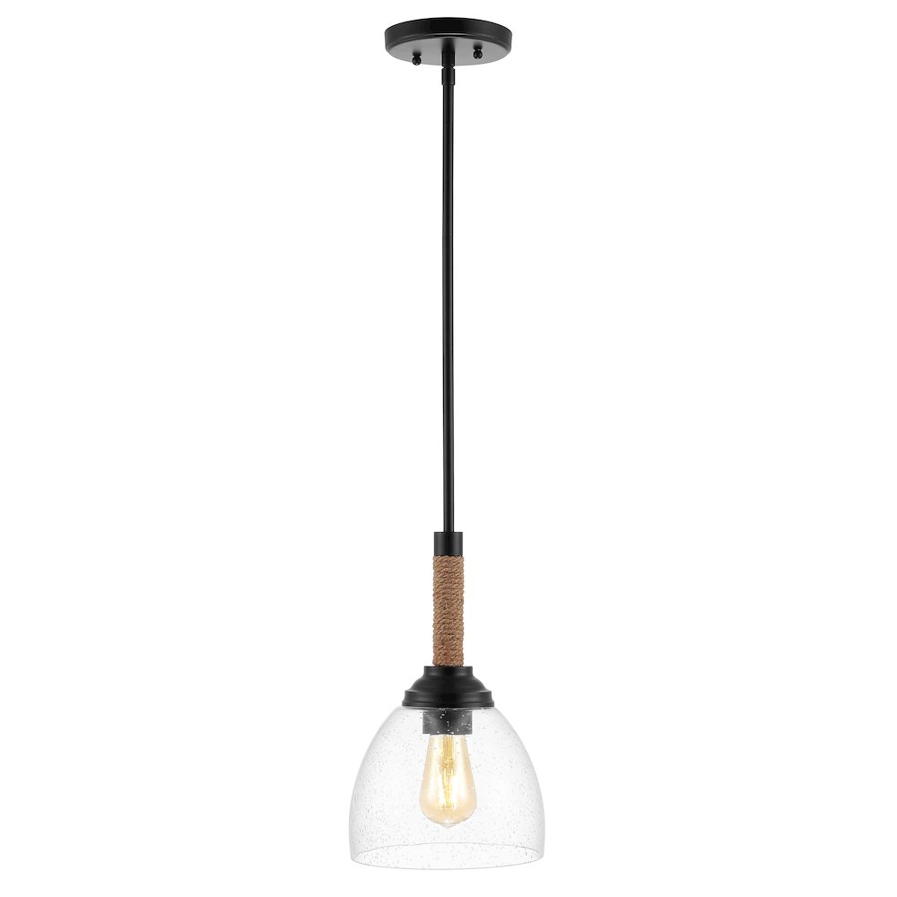 Alys Adjustable Rope Wrap Modern Rustic Iron/Glass Led Pendant