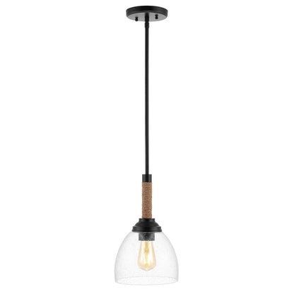 Alys Adjustable Rope Wrap Modern Rustic Iron/Glass Led Pendant