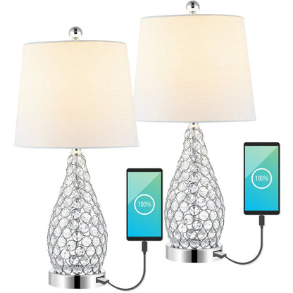 Lily Midcentury Modern Iron Led Table Lamp With Usb Charging Port (Set Of 2)