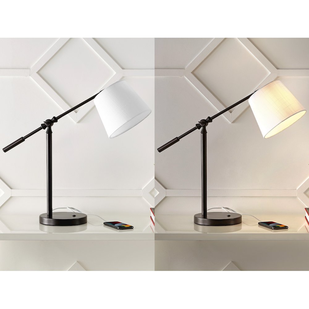 Troy Classic Contemporary Iron Led Task Lamp With Usb Charging Port