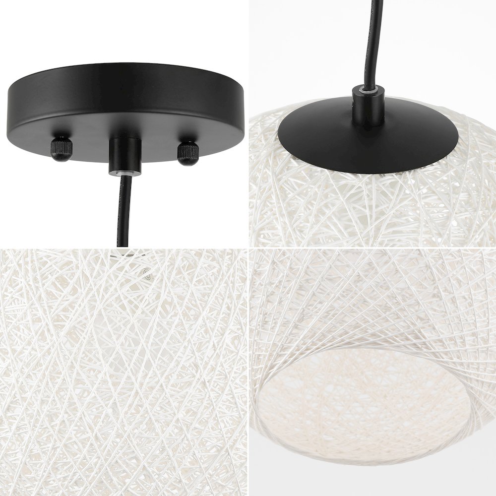 Lacey 1-Light Bohemian Minimalist Iron/Rope Woven Globe Led Pendant