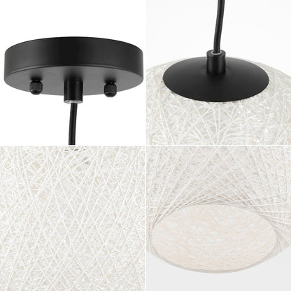 Lacey 1-Light Bohemian Minimalist Iron/Rope Woven Globe Led Pendant