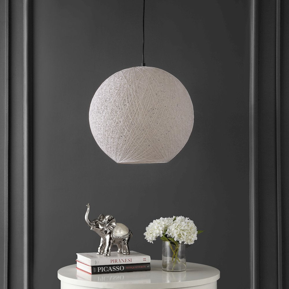 Lacey 1-Light Bohemian Minimalist Iron/Rope Woven Globe Led Pendant