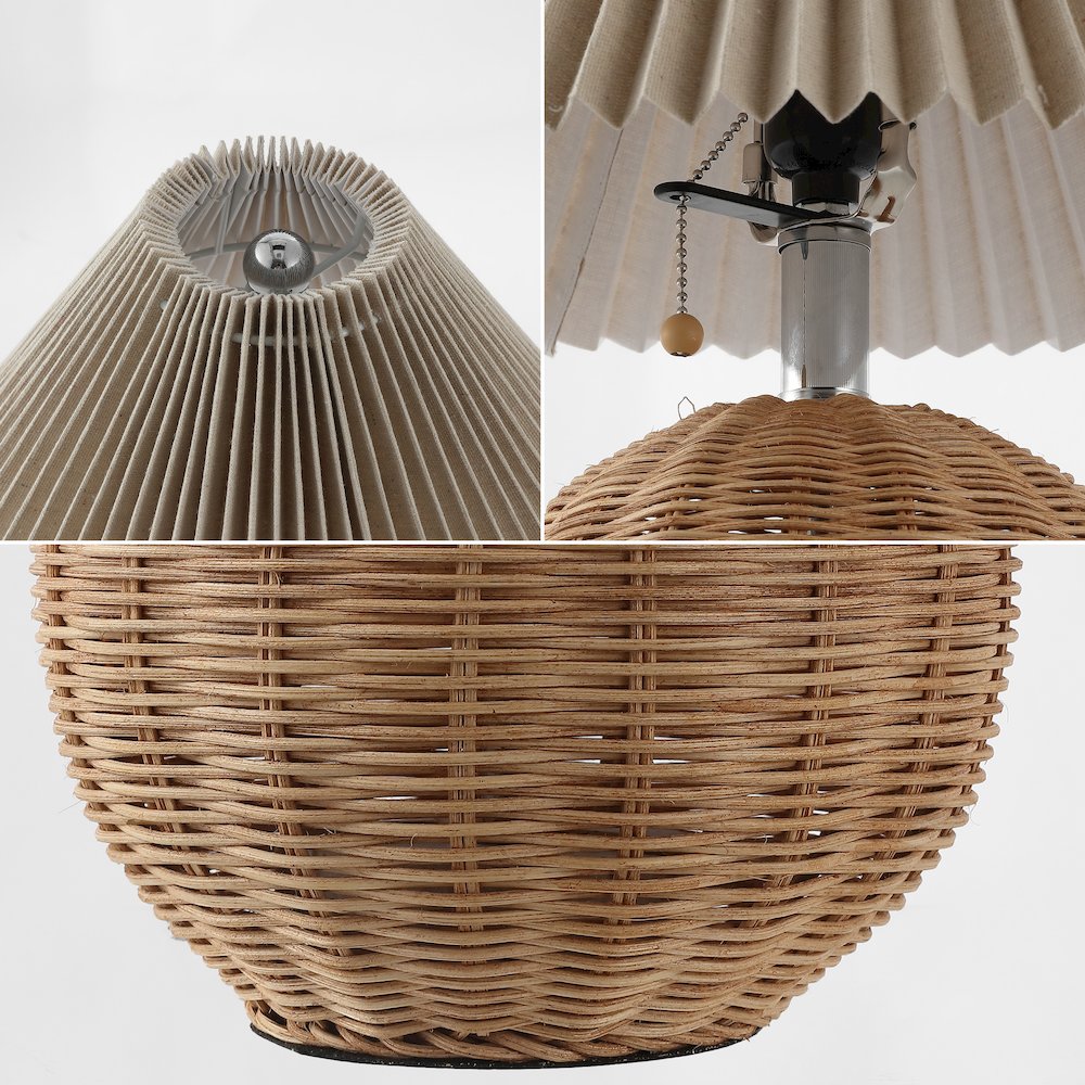 Aksel Coastal Scandinavian Rattan/Iron Sphere Led Table Lamp