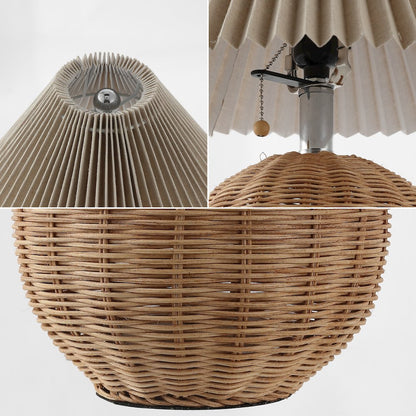 Aksel Coastal Scandinavian Rattan/Iron Sphere Led Table Lamp