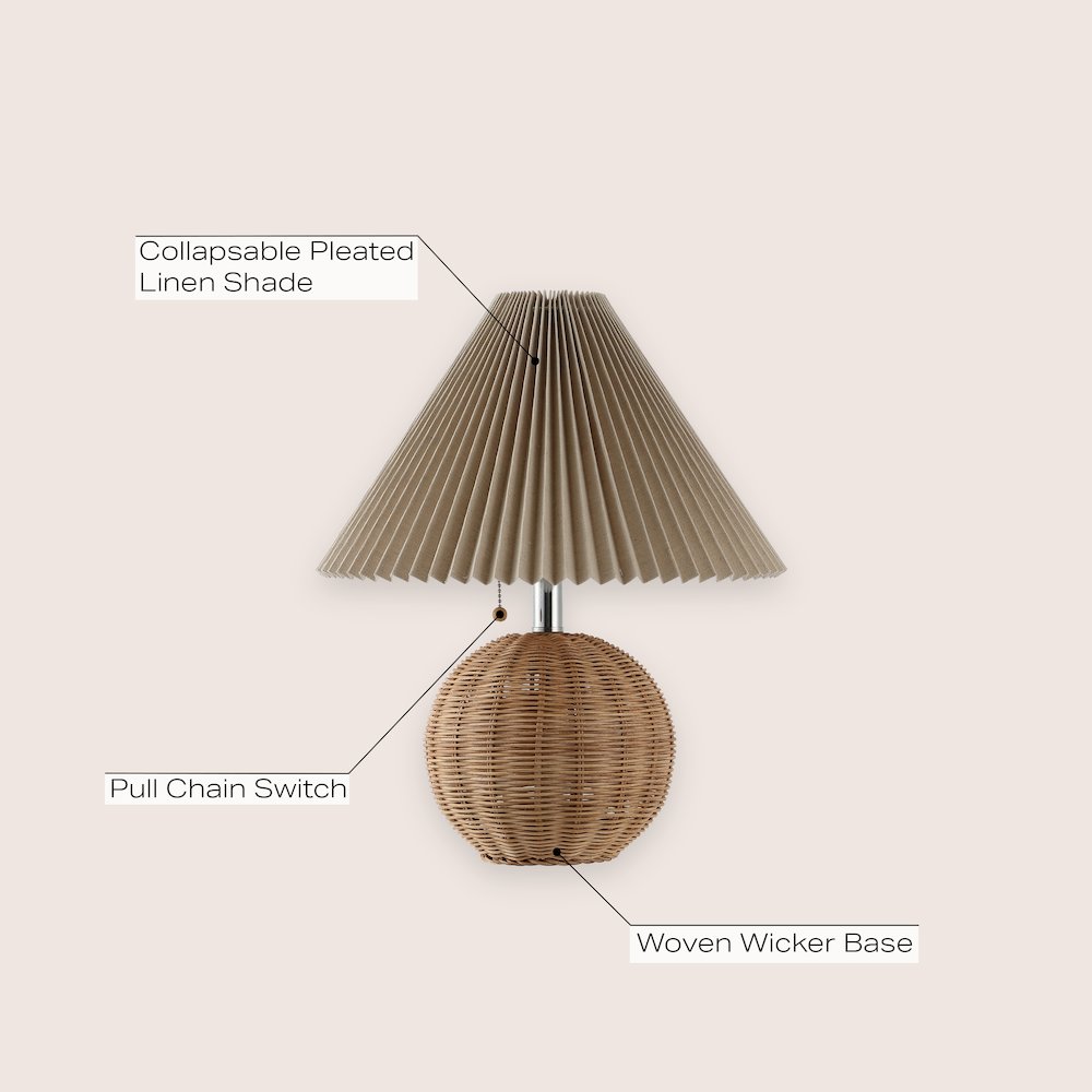 Aksel Coastal Scandinavian Rattan/Iron Sphere Led Table Lamp
