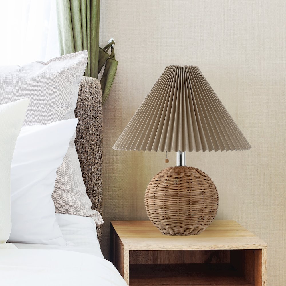 Aksel Coastal Scandinavian Rattan/Iron Sphere Led Table Lamp