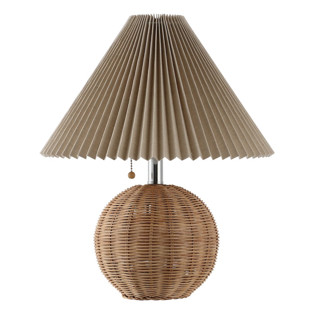 Aksel Coastal Scandinavian Rattan/Iron Sphere Led Table Lamp