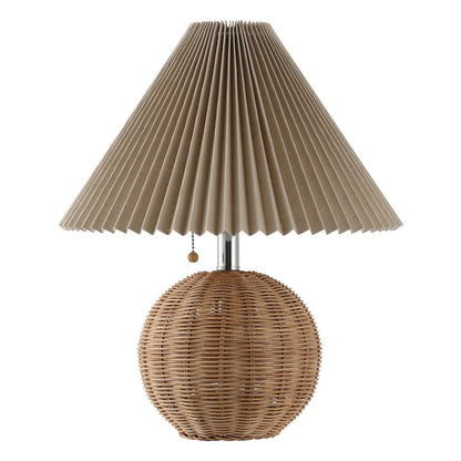 Aksel Coastal Scandinavian Rattan/Iron Sphere Led Table Lamp