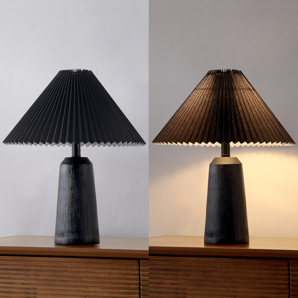 Arvid Resin/Iron Lighthouse LED Table Lamp with Pleated Shade
