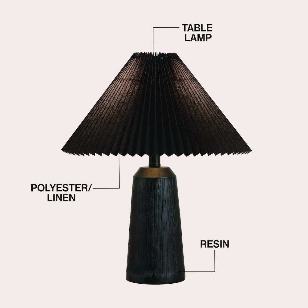 Arvid Resin/Iron Lighthouse LED Table Lamp with Pleated Shade