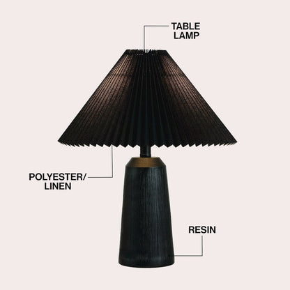 Arvid Resin/Iron Lighthouse LED Table Lamp with Pleated Shade