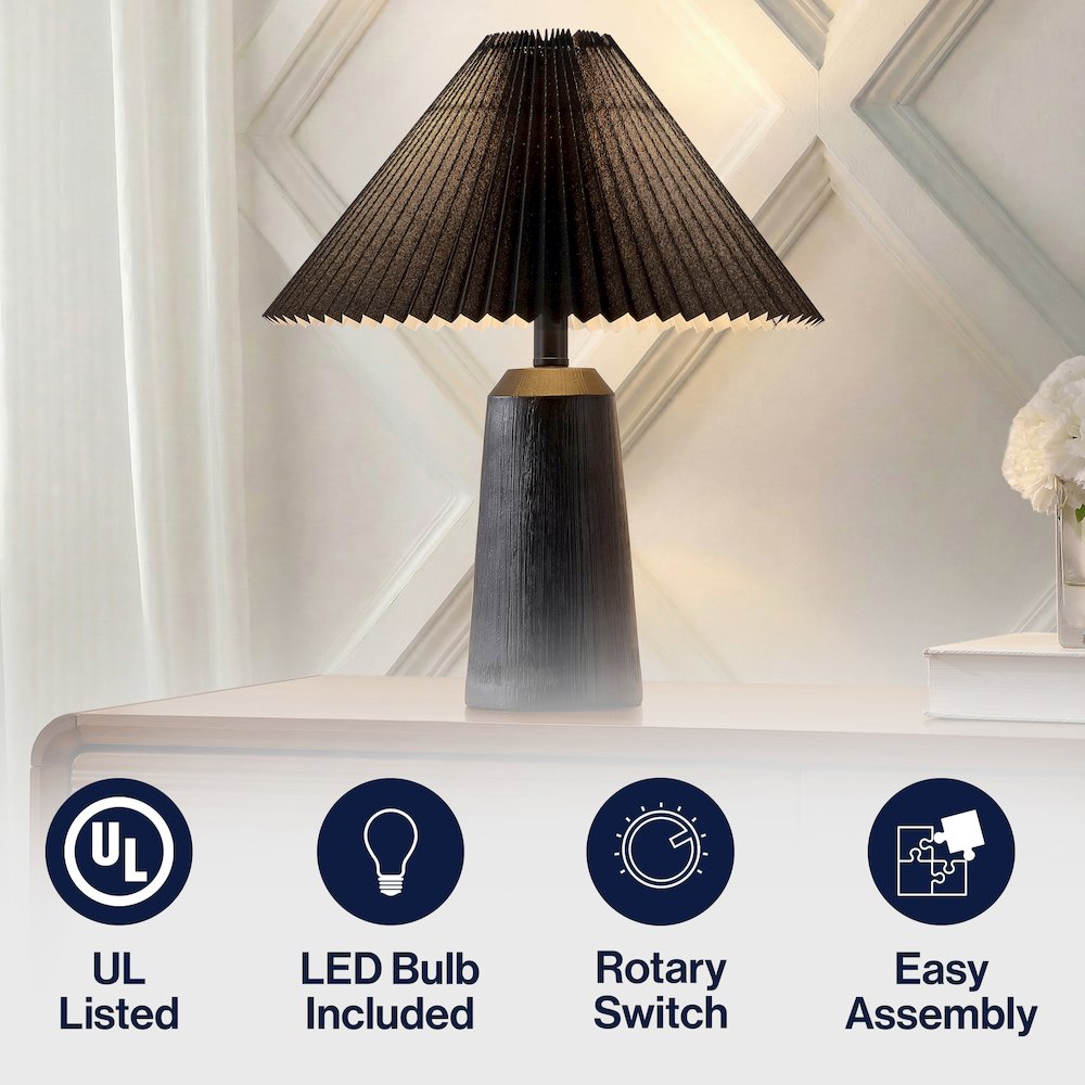 Arvid Resin/Iron Lighthouse LED Table Lamp with Pleated Shade